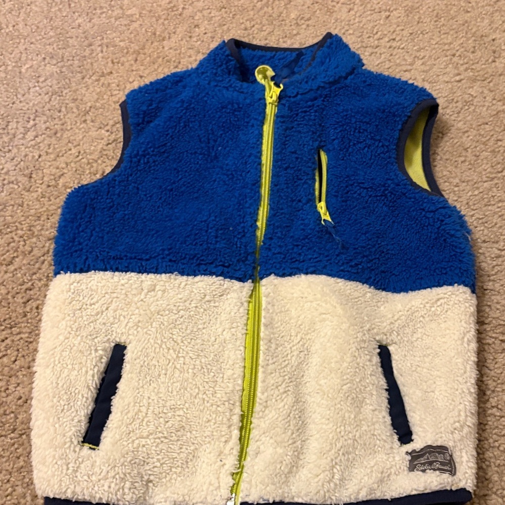 Eddie Bauer Blue and Yellow Fleece Vest